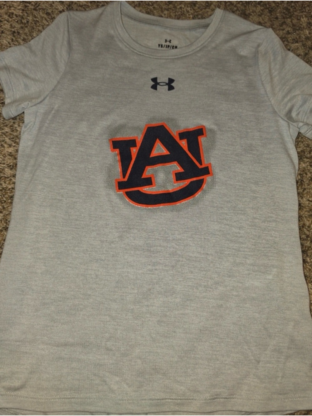 Under Armour Gray Short Sleeve Tee with Navy and Orange Auburn Logo